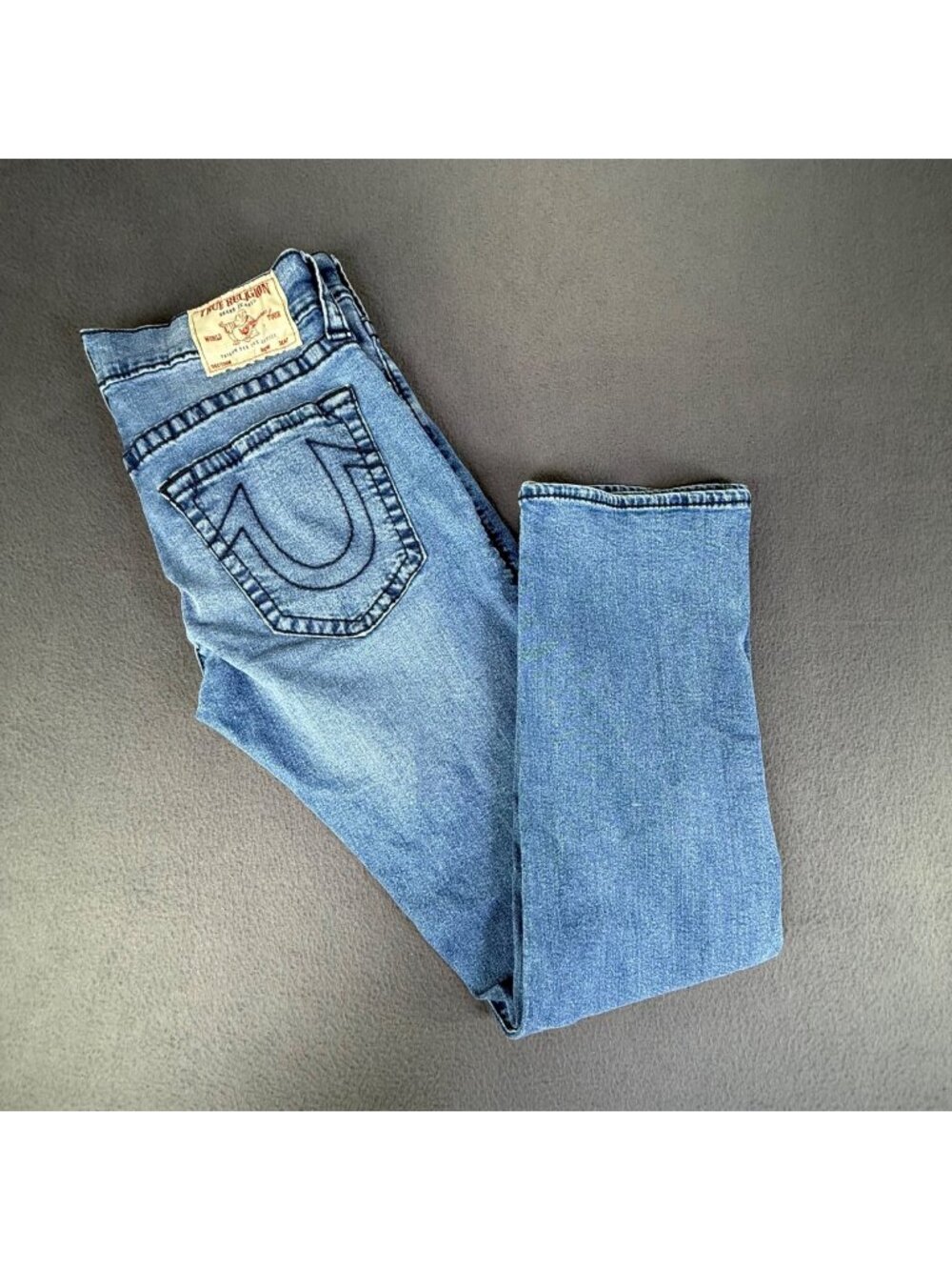 True Religion Ricky Jeans Mens Light Wash Relaxed Straight Leg 34x34 EUC